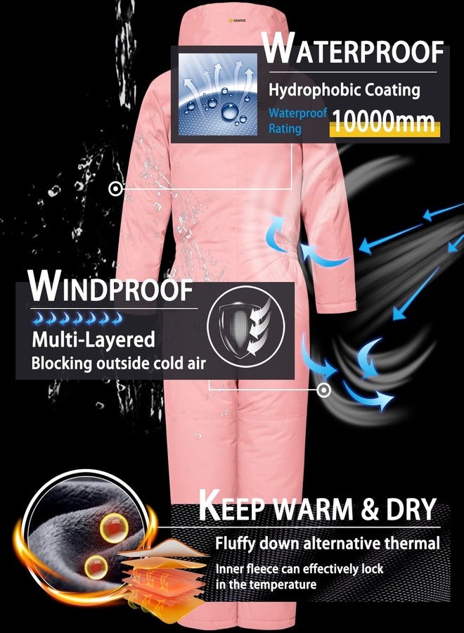 GEMYSE Kids One Pieces Ski Suits Jumpsuits Boys Girls' Winter Outdoor Snowboarding Waterproof Snowsuits (Coral Pink,4/5) - Image 4